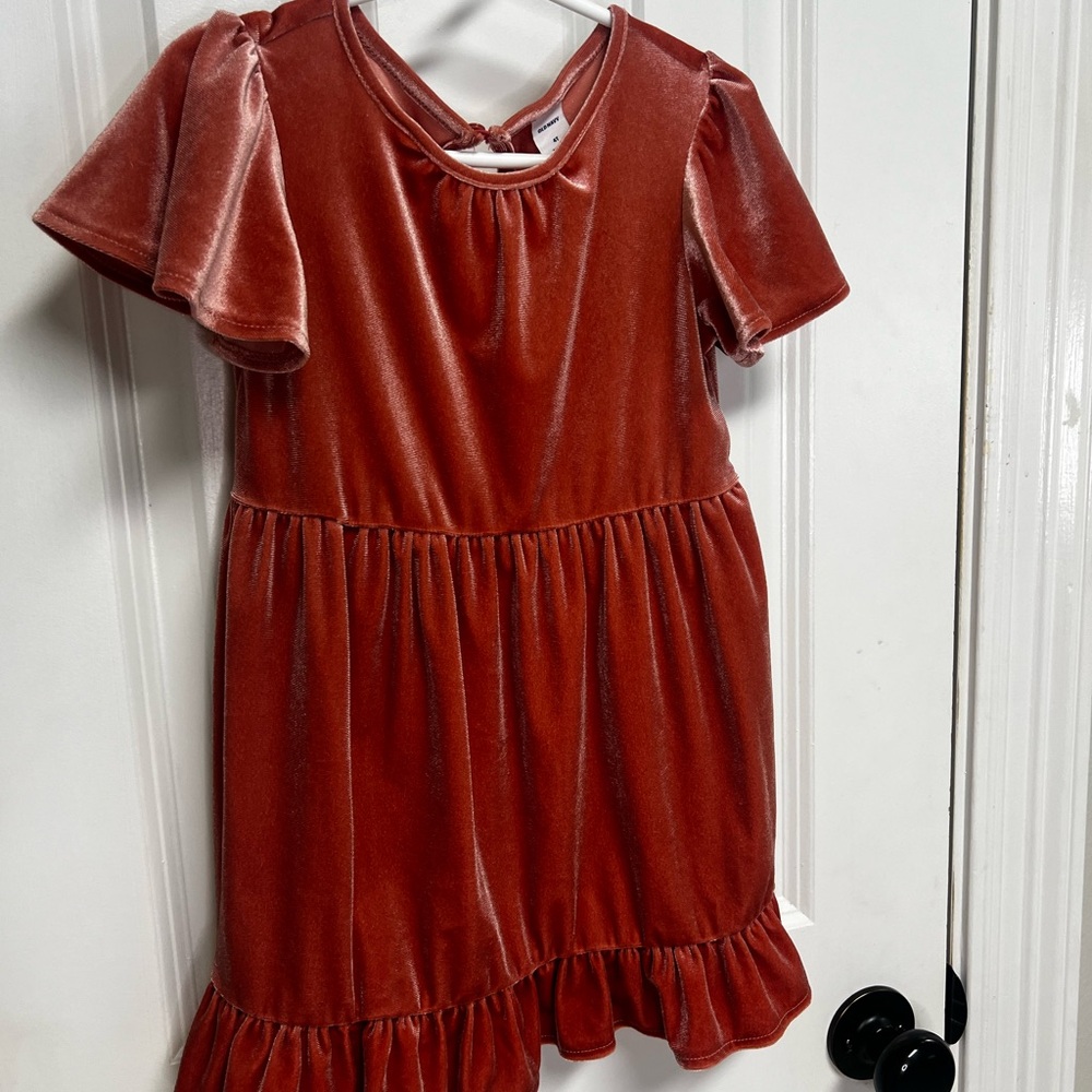 Girls Pink Velvet Dress Size 4T
